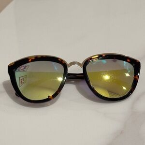 DIFF Eyewear Rose Sunglasses Brown Tortoise Frames Iridium Mirror Lenses